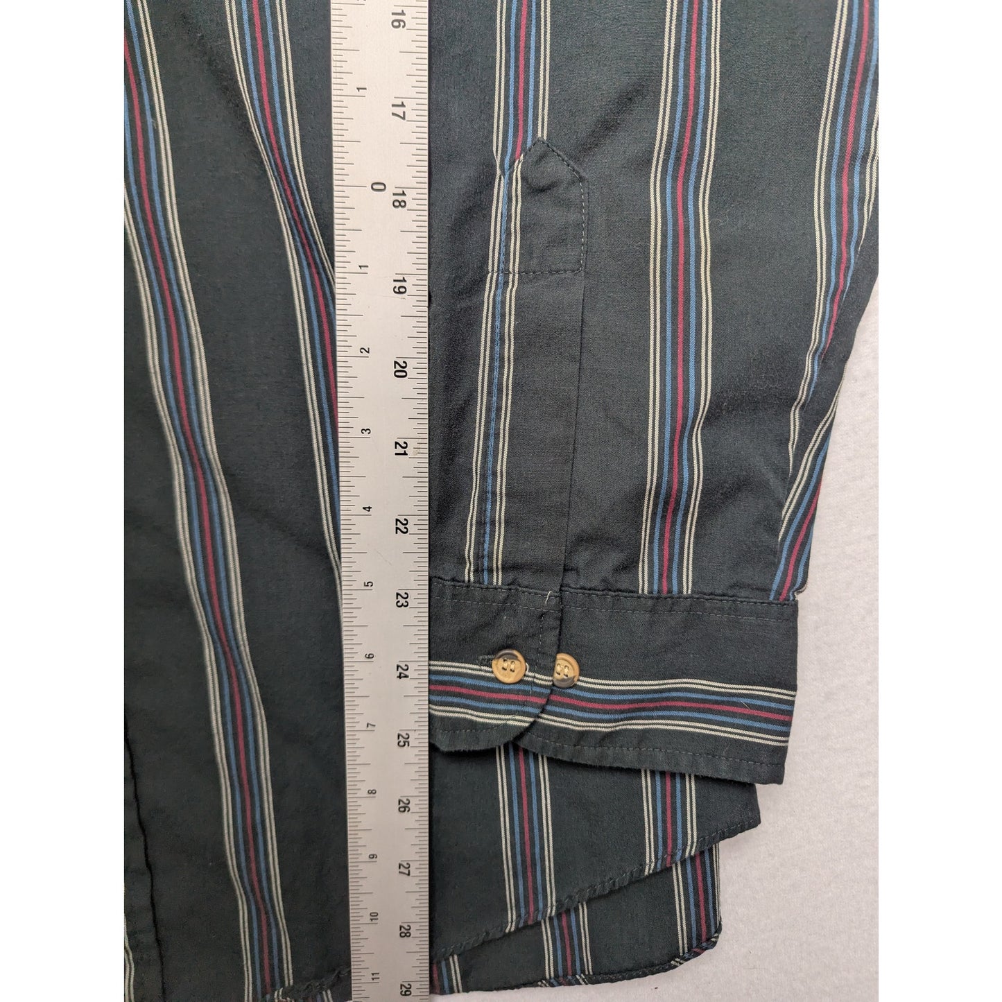 Vintage Oakton Limited Green Striped Long Sleeve Shirt XL Tall