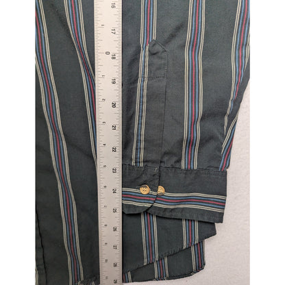 Vintage Oakton Limited Green Striped Long Sleeve Shirt XL Tall