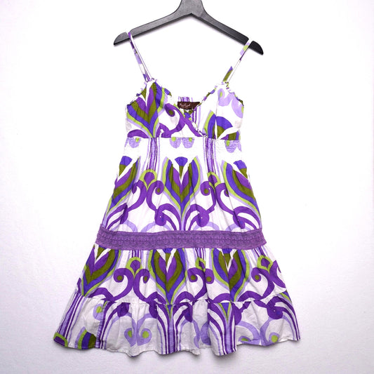Vintage Y2K Speed Control Boho Sundress Abstract Print Smocked Bodice