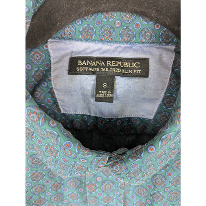Banana Republic Green Patterned Tailored Slim Fit Shirt Size Small