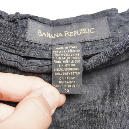 Y2K Banana Republic Black Crinkle Maxi Skirt - Made in IT Wool Blend Size 12