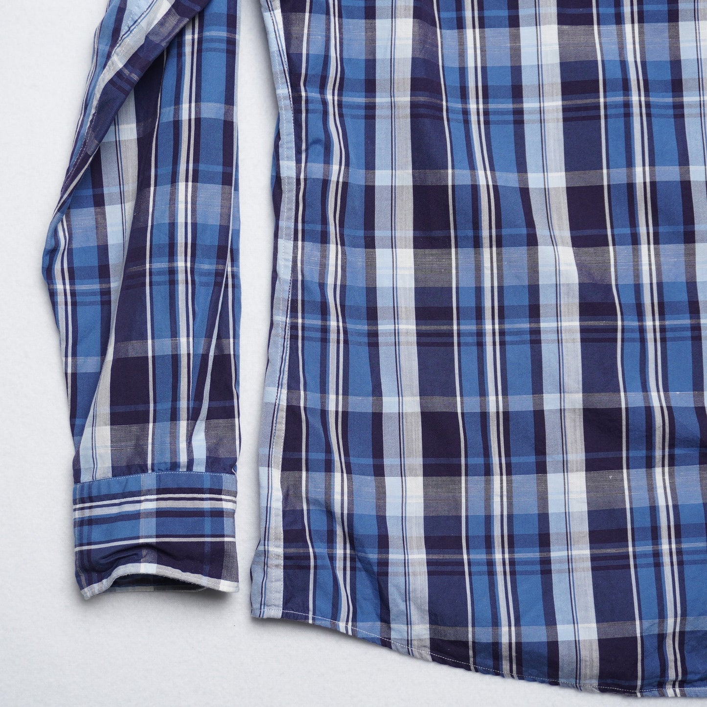 Ermenegildo Zegna Blue Plaid Cotton/Linen Blend Shirt L