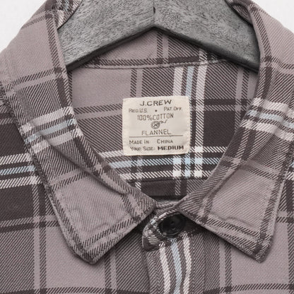 J.Crew Flannel Shirt Mens M Gray Blue Plaid Long Sleeve Cotton Casual