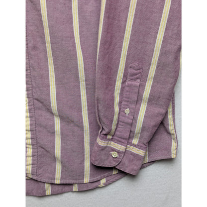 Vintage Men's Claiborne Purple & Yellow Striped Shirt 100% Cotton