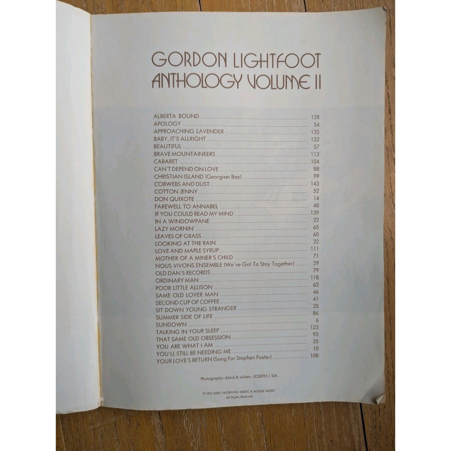 Gordon Lightfoot Anthology Volume II Songbook 1974 Paperback Early Morning Music