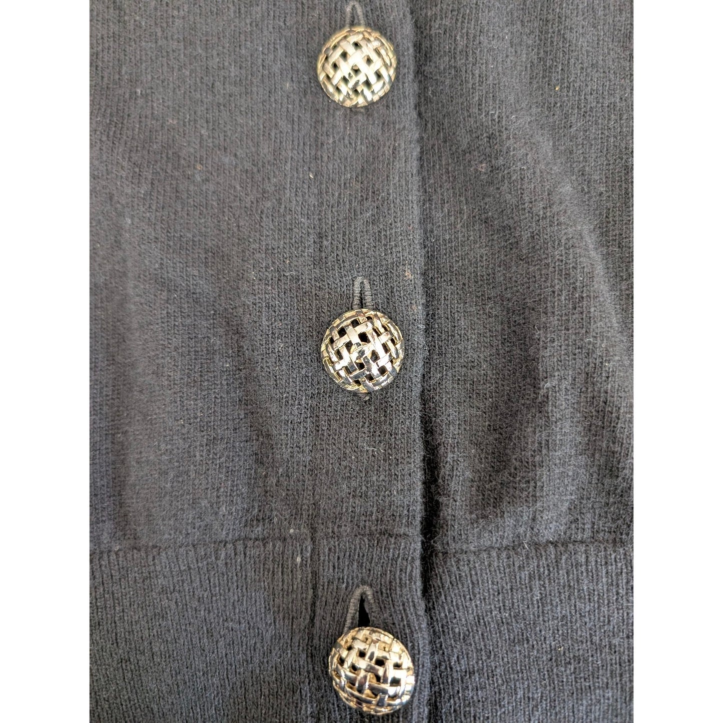Vintage Ballantyne Black Cashmere Cardigan Sweater 1960s