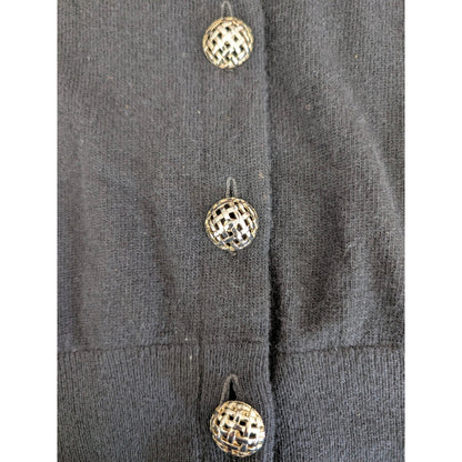 Vintage Ballantyne Black Cashmere Cardigan Sweater 1960s