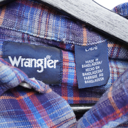 Wrangler Pearl Snap Flannel Shirt Vintage Plaid Size L - Western Grunge
