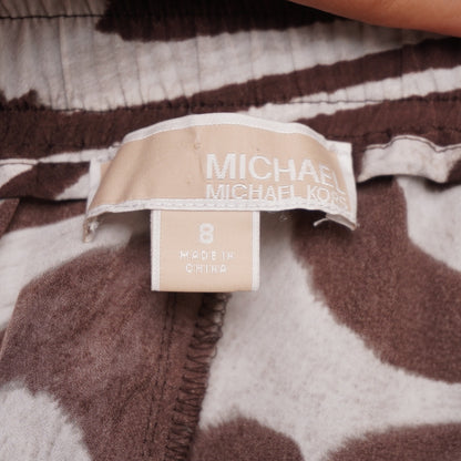Michael Michael Kors Wide Leg Zebra Swirl Print Pants Size 8  Brown Drawstring