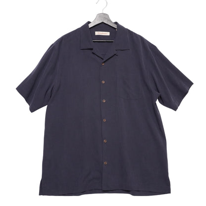 Tommy Bahama 100% Silk Shirt Men’s L Camp Collar Navy Blue Short Sleeve Luau