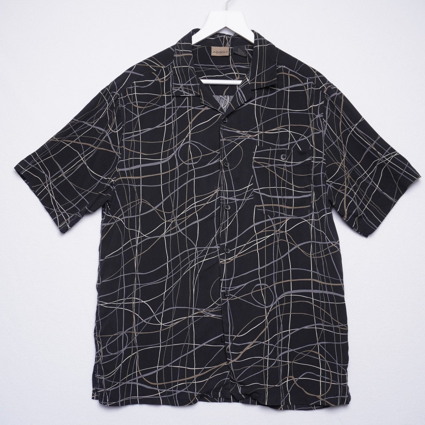 Men's Axist Abstract Print Silk Top M
