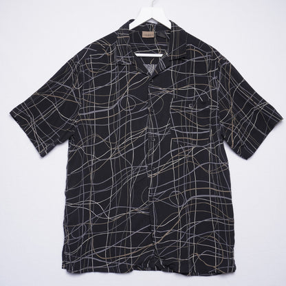 Men's Axist Abstract Print Silk Top M