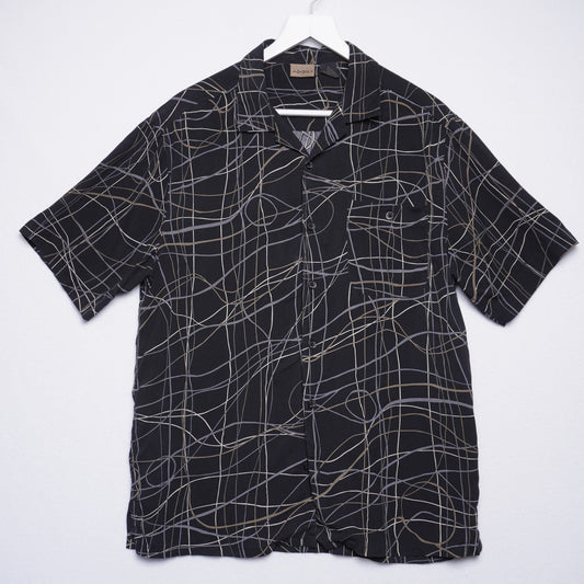 Men's Axist Abstract Print Silk Top M
