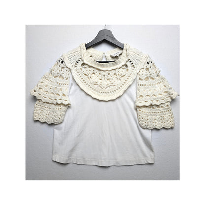 Sea New York White Crew Neck Trim Detail Top S