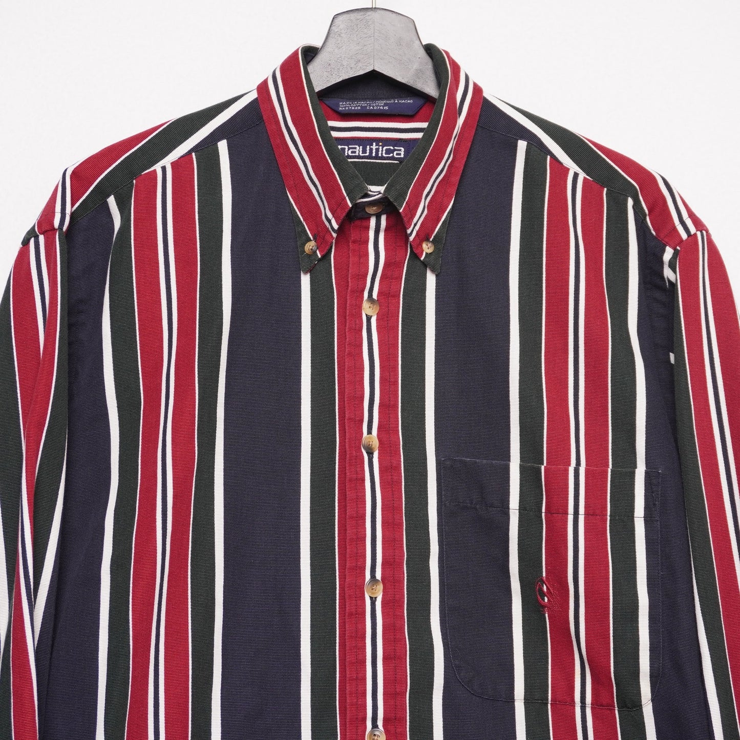 Vintage Nautica Striped Shirt Vertical Stripe 90s Button Down M