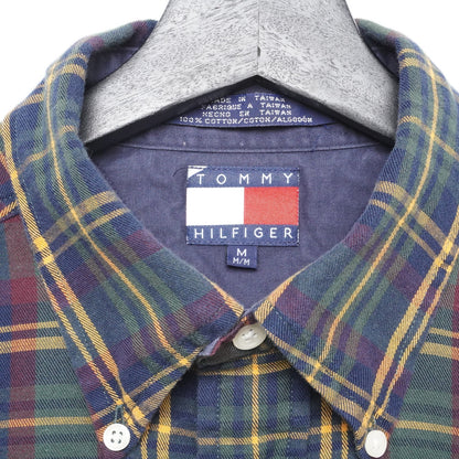 Tommy Hilfiger Plaid Flannel Shirt Mens M Button Front Long Sleeve Vintage Y2K