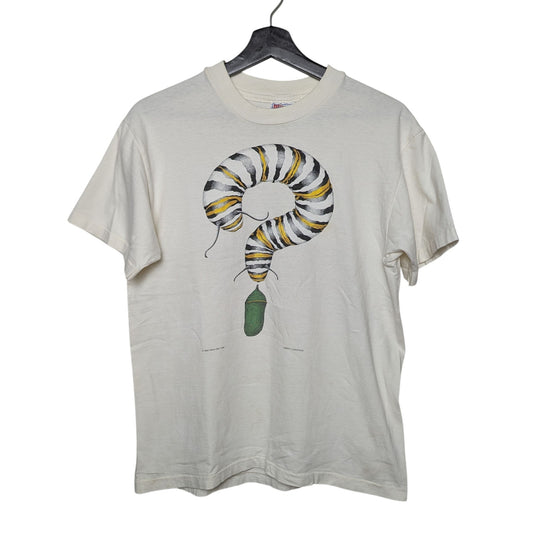 VTG Hanes Liberty Graphics Monarch Butterfly Question Mark T-Shirt Size Medium