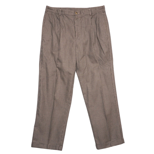Lands’ End Men’s Dress Pants Size 36 Brown Houndstooth Check Cotton USA Made