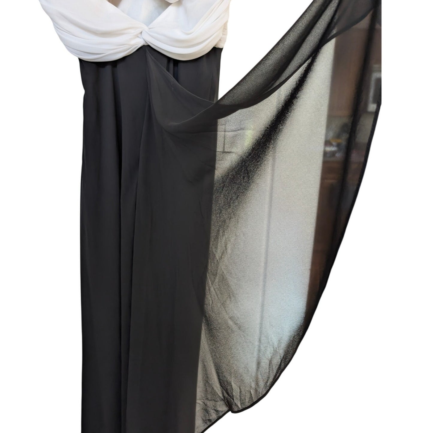 Cache (Vintage?) Strapless Column Gown Black and White Formal 8