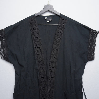Vintage Dotti Kimono Style Black Robe Made in USA Small