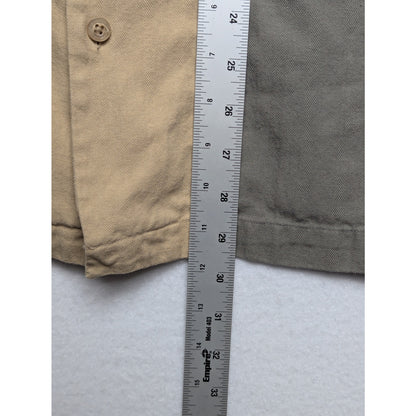 Paradise Collection Men's Sage Green & Tan Silk Blend Loop Collar Shirt Size XL