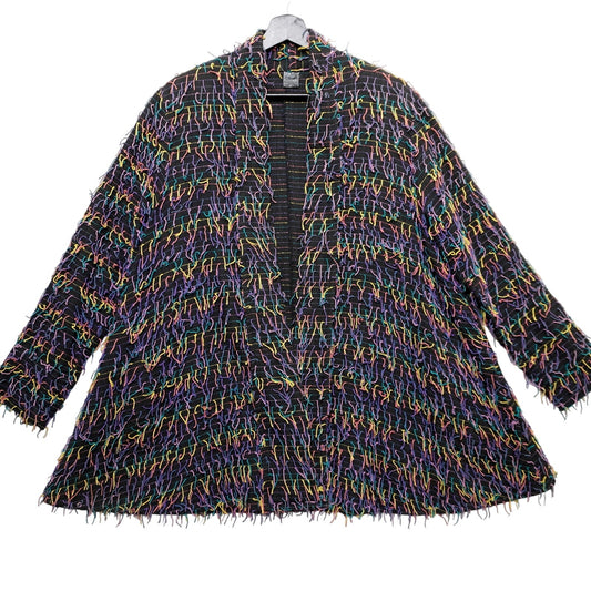 Car Pool Couture Multi Color Fringe Jacket 100% Cotton M