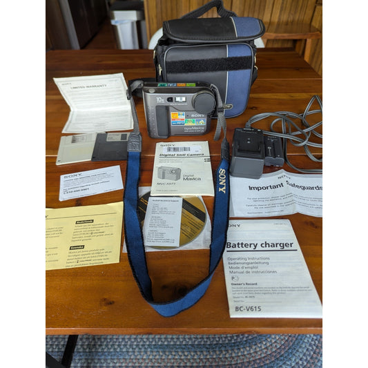 Sony Mavica MVC – FD73 Digital Camera Bundle (W/ Battery, Charger, 2 Disks, Bag)