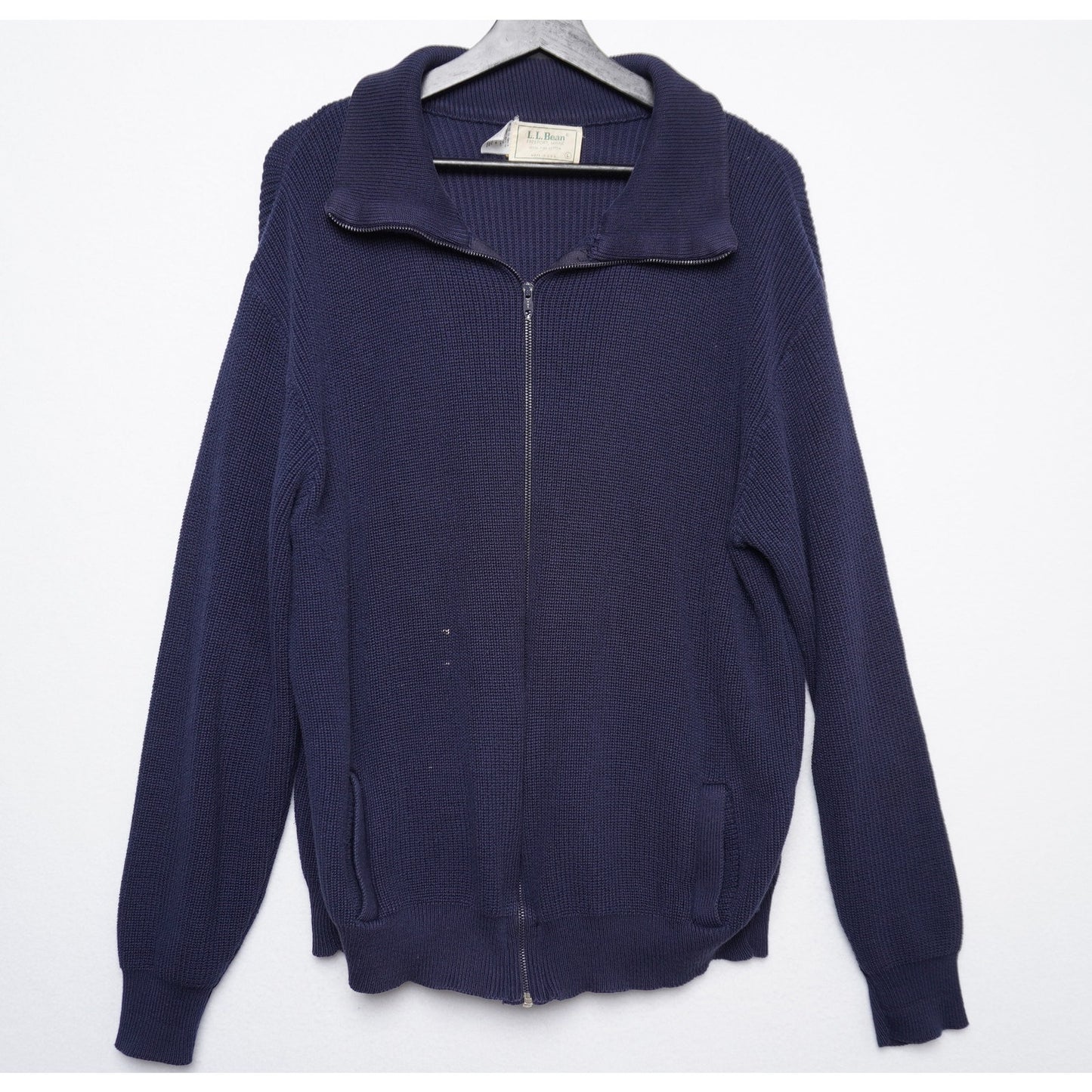 L.L. Bean USA Navy Cotton Full-Zip Sweater Jacket Men’s L