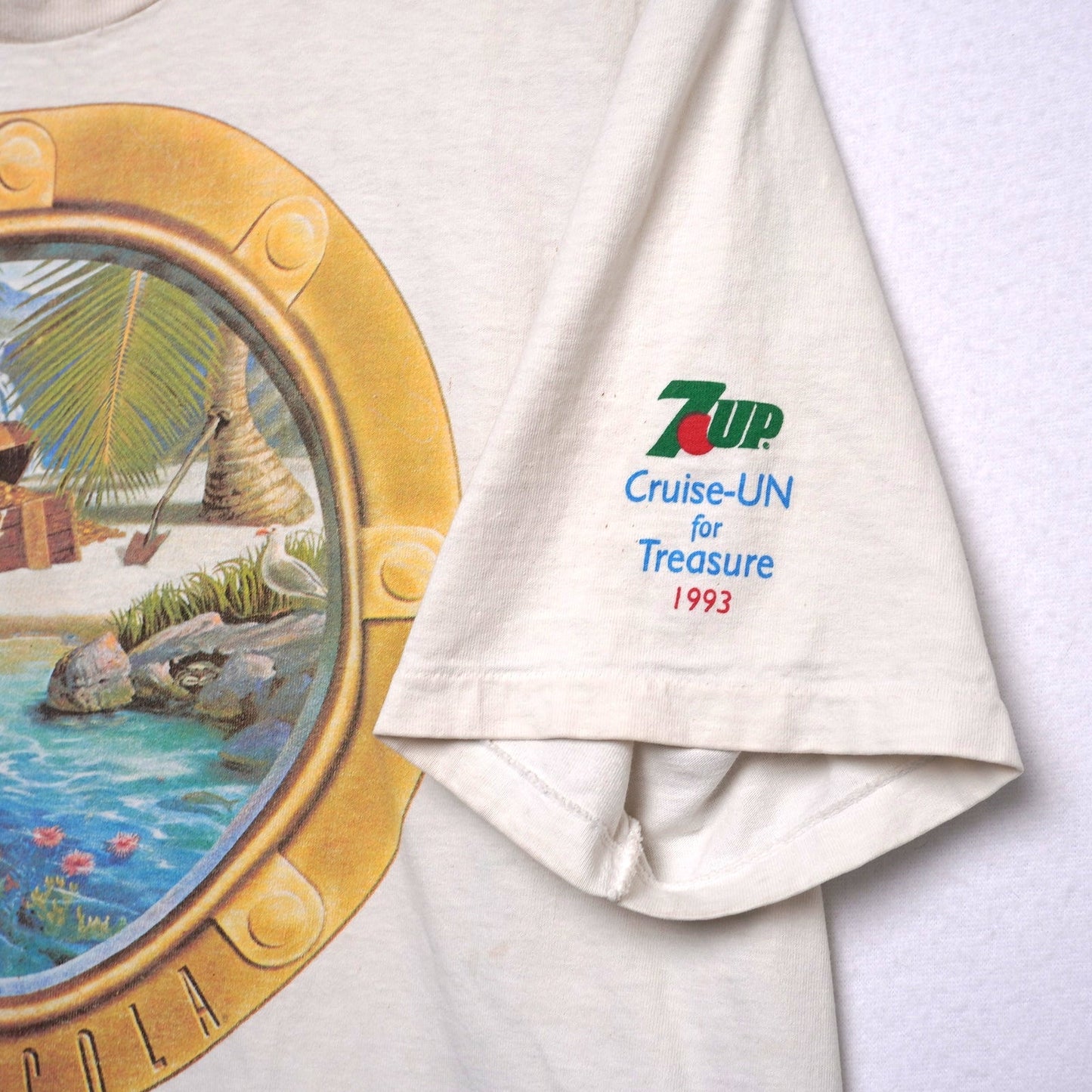 Vintage 1993 7UP Cruise-UN for Treasure USS Lincoln T-Shirt Single Stitch Promo