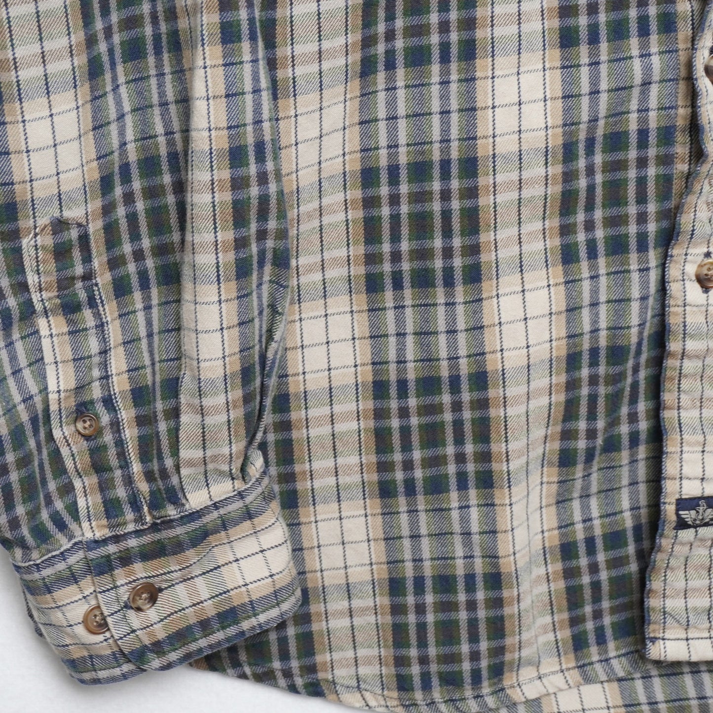 Vintage Dockers Green/Cream Flannel Shirt 100% Cotton Size L