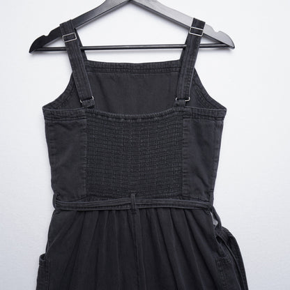 Old Navy Black Cotton Jumpsuit | Size M | Wide Leg Adjustable Strap Belted