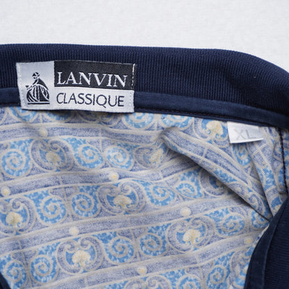 Vintage Lanvin Classique Blue Graphic Pattern Print Polo Shirt Size XL