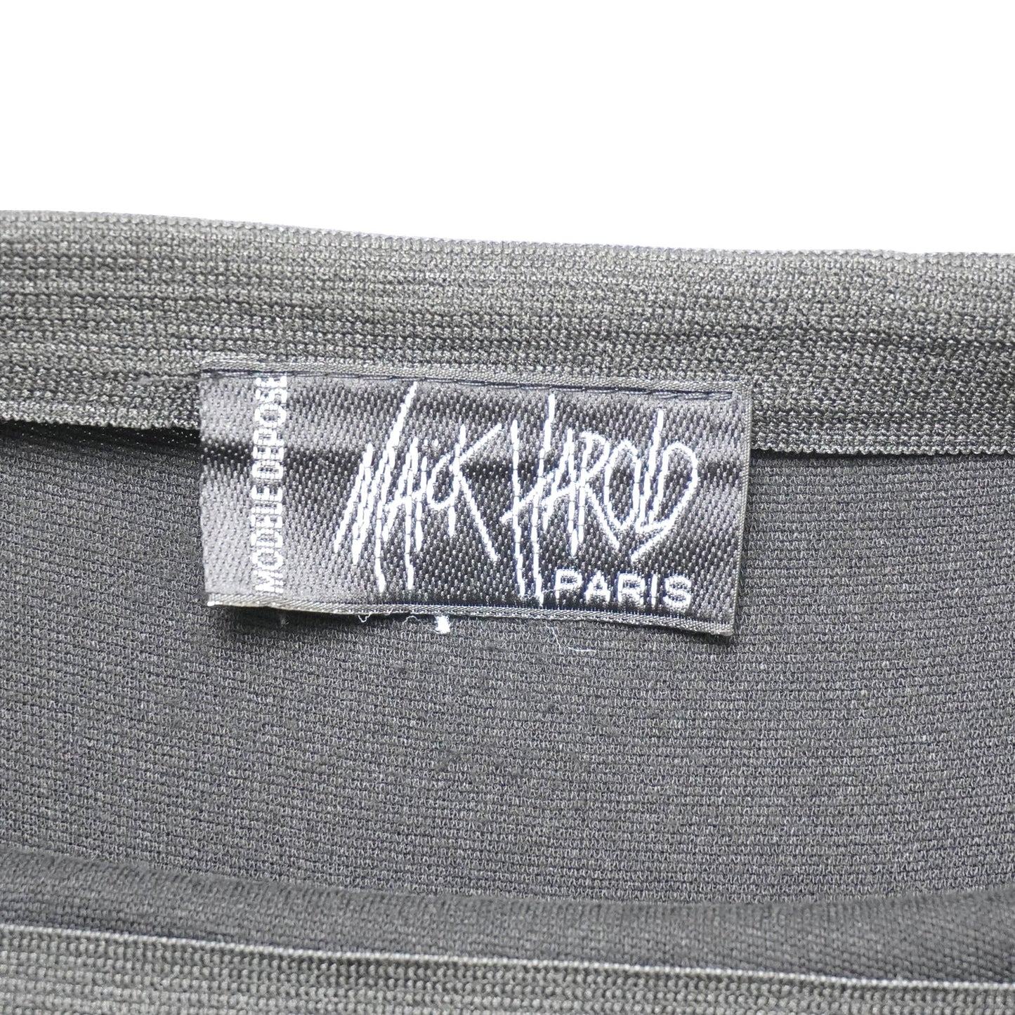 Vintage Maick Harold Paris Black Viscose Midi Skirt Front Slit Made in France T1