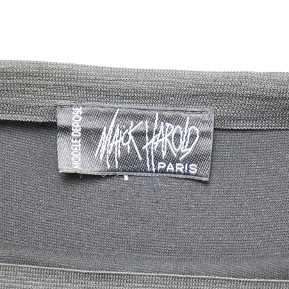 Vintage Maick Harold Paris Black Viscose Midi Skirt Front Slit Made in France T1