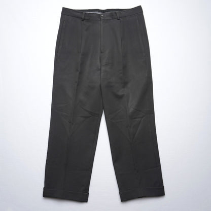Armani Collezioni Dark Gray Wide Leg Wool Trousers
