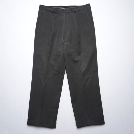 Armani Collezioni Dark Gray Wide Leg Wool Trousers