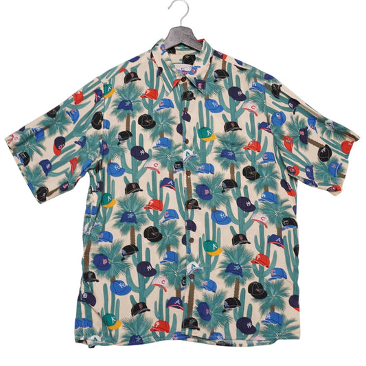 Vintage MLB Reyn Spooner Shirt M Cactus Print Baseball Cap Hawaiian Made in USA