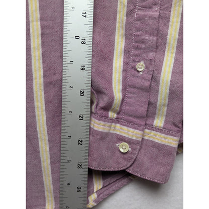 Vintage Men's Claiborne Purple & Yellow Striped Shirt 100% Cotton