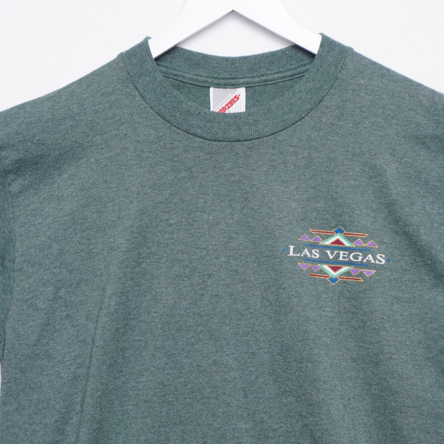 Vintage Green Las Vegas Embroidered T-shirt Blue Size M