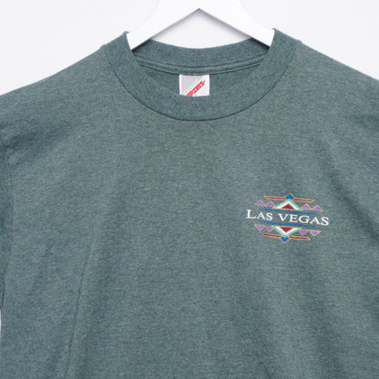 Vintage Green Las Vegas Embroidered T-shirt Blue Size M