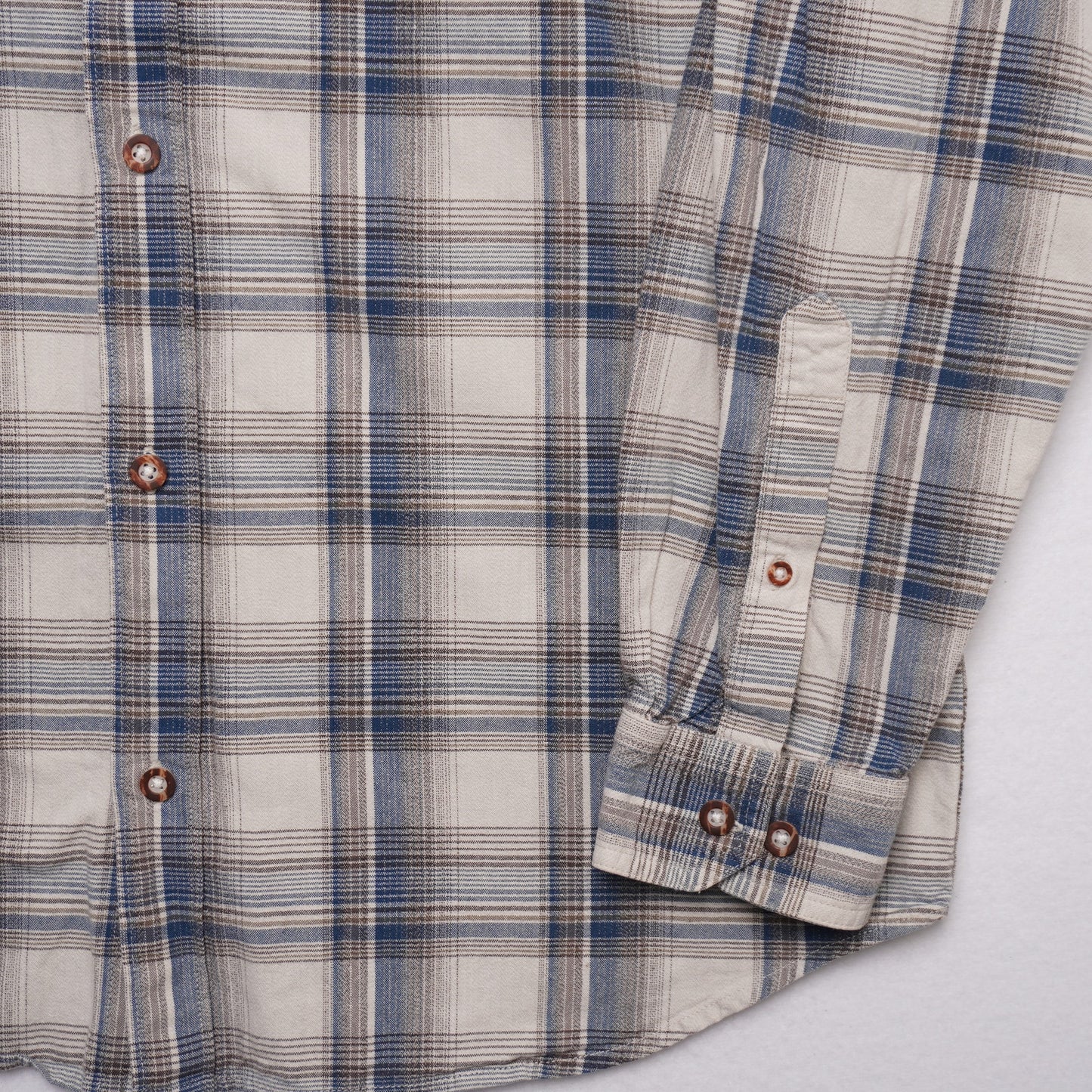 Columbia Sportswear Gray/Blue/Brown Cotton Plaid Shirt Size L