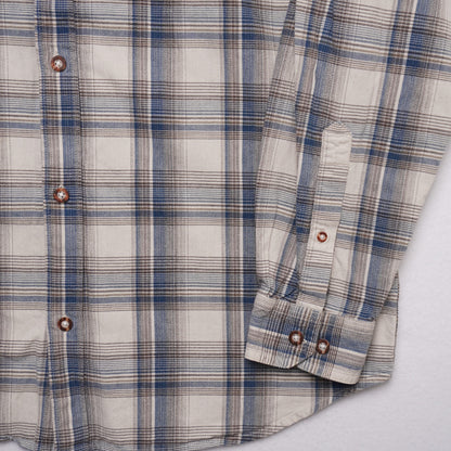 Columbia Sportswear Gray/Blue/Brown Cotton Plaid Shirt Size L