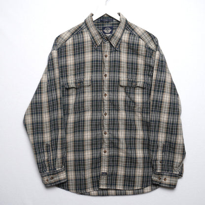 Vintage Dockers Green/Cream Flannel Shirt 100% Cotton Size L