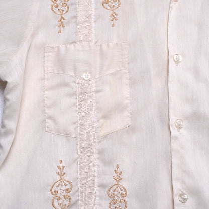 Vintage Continental Embroidered Guayabera Shirt - Made in Mexico L