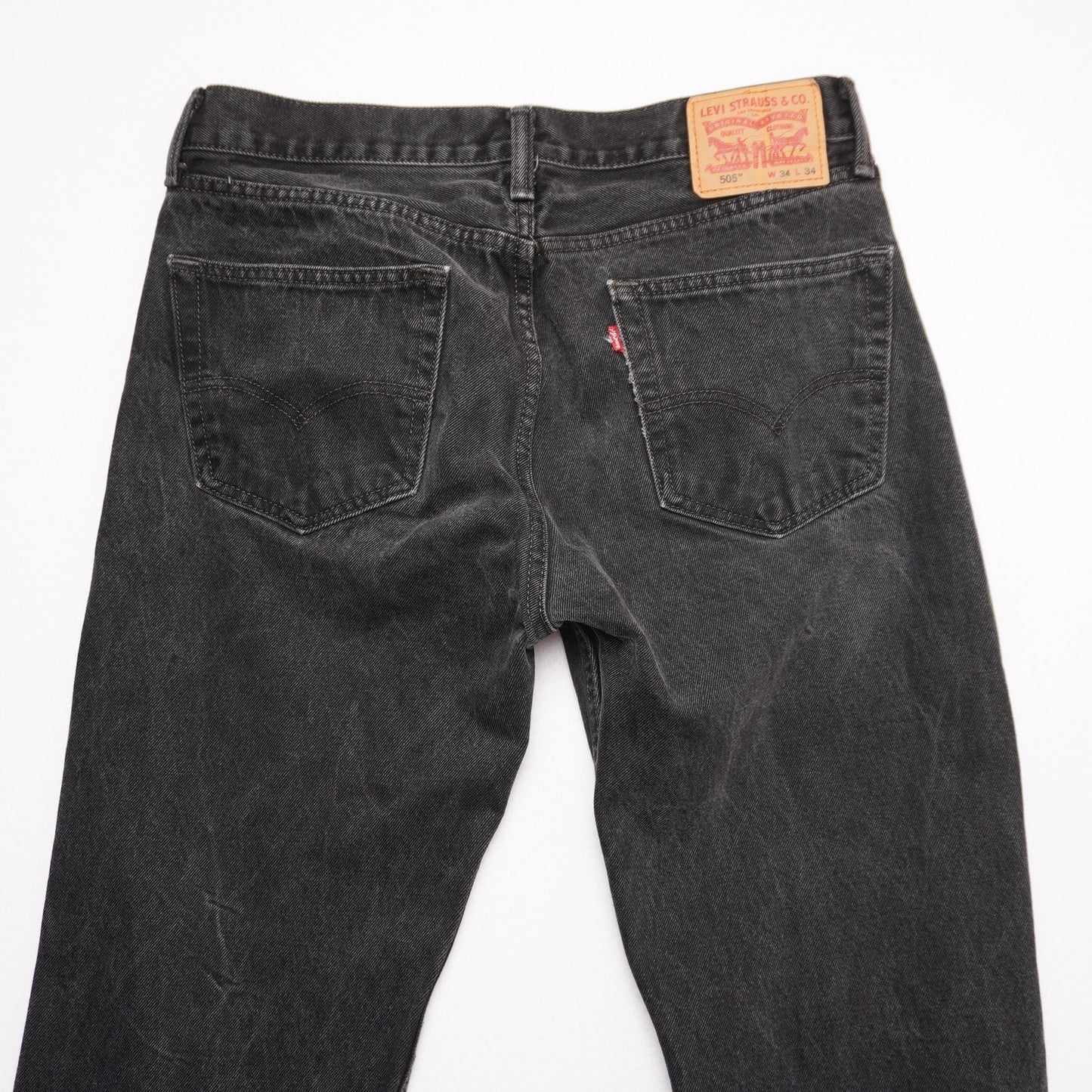 Levi's 505 Black Jeans Men's W34 L34 Straight Fit Made in Indonesia