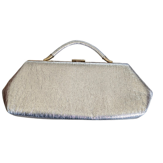 Vintage Flechbilt Silver East West Top Handle Clutch Purse