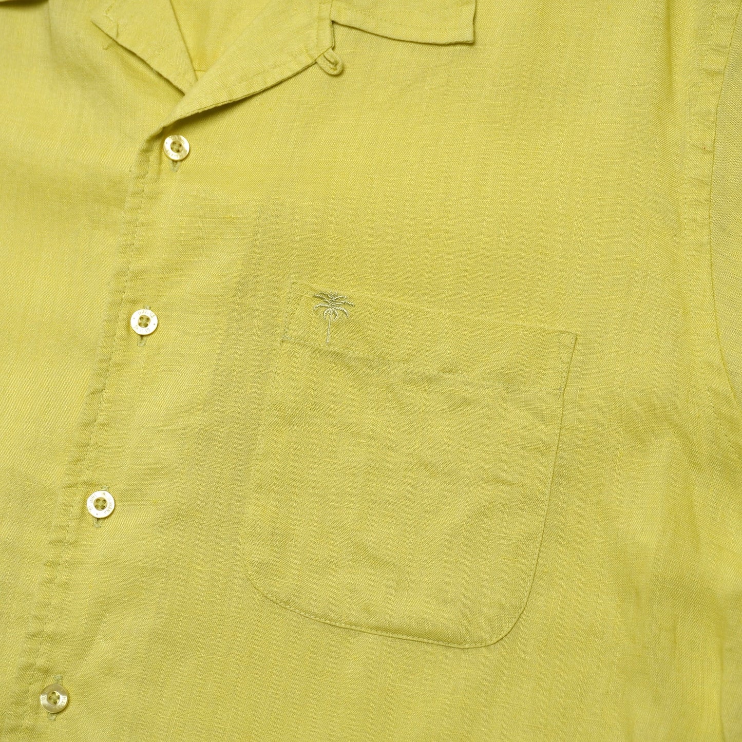 Havana Shirt Co Chartreuse 100% Linen Loop Shirt L