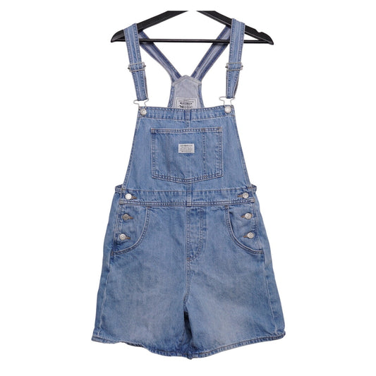 Levi's Denim Short Button Bib Overalls Women's S  16" Waist 34" Length