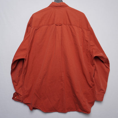 Eddie Bauer Rufton Twill Utility Shirt XL RedOrange Cotton Flap Pockets Workwear