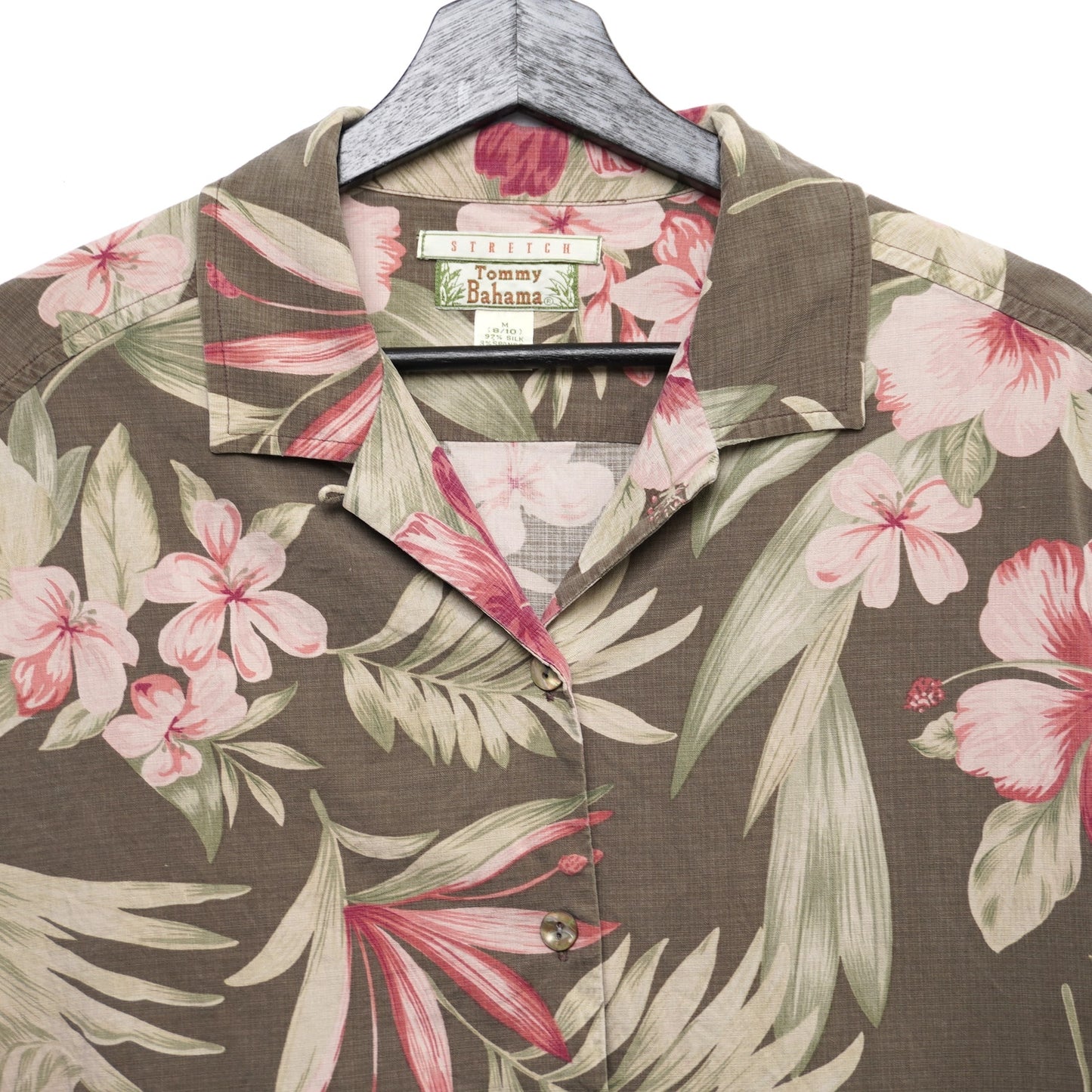 Vintage Tommy Bahama Silk Blend Hawaiin Pink Flower Shirt M